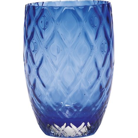 Lot De 6 Verres Tumbler Losanghe En Verre Soufflé À La Bouche Bleue, Motif À Losanges Élégants Et Résistants Pour Usage Quotidien Lsa-Blu-6Pz (1/2)