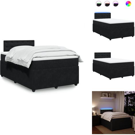 Sommier à lattes de lit avec matelas noir 120x190 cm velours - Sommier À Lattes De Lit - Sommiers À Lattes De Lit - Lit - Meuble De Chambre À Coucher (1/5)