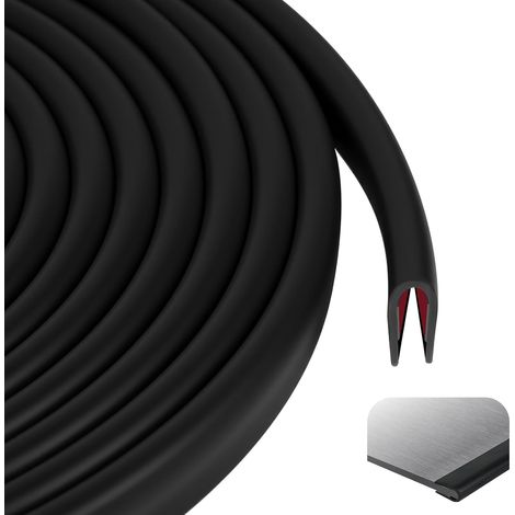 6M Protection Portiere Voiture, 10mm x 5mm Adhésif Joint Caoutchouc en U, Protection Bord de Tole, pour Plaques Métalliques, Portières de Voiture, Coin de Table(Noir) (1/5)