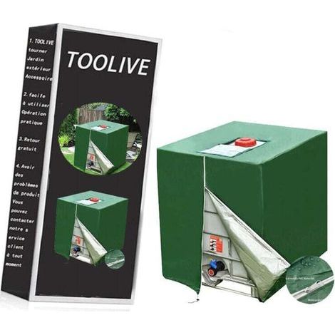 Telo per serbatoio IBC da 1000L, copertura protettiva solare per cisterna di acqua piovana, antipolvere e anti-UV, custodia protettiva verde (116 x 100 x 120 cm) (1/5)