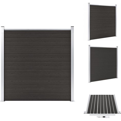 Panneau de clôture WPC 180x186 cm Noir - Clôture Jardin - Clôture Résidentielle - Clôture Composite - Clôture Noire - Clôture Moderne (1/5)