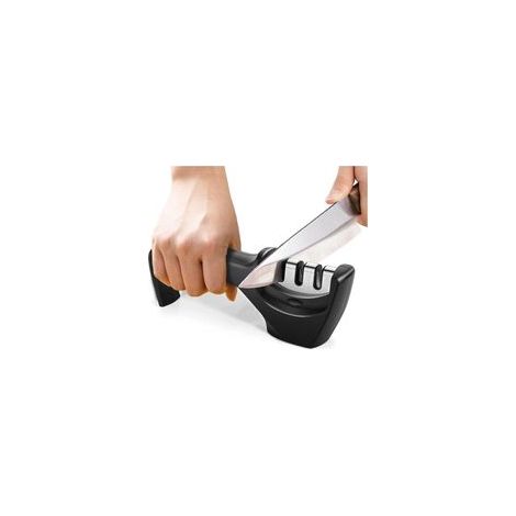 Lntyq Aiguiseur de couteaux Aiguiseur manuel professionnel avec pierre céramique à 3 niveaux, carbure de tungstène, pierres à aiguiser diamantées Accessoires pour couteaux de cuisine