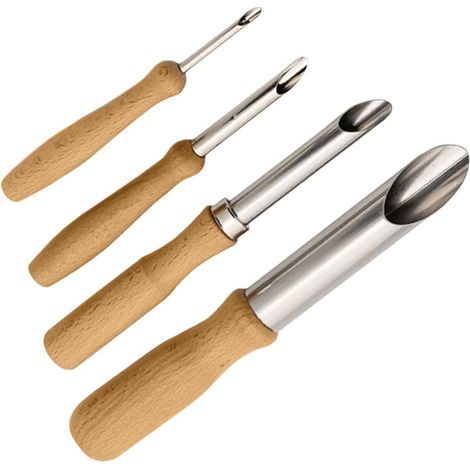 Lot de 4 outils de poterie, outils de sculpture en argile polymère, outils de perforation demi-ronds, outil de sculpture en argile à modeler pour poterie, céramique, argile (1/5)