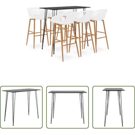 Tabouret de bar - Ensemble de bar 7 pcs Noir et blanc (1/5)