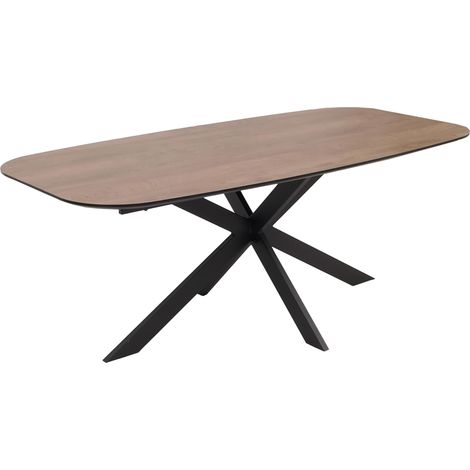 [NEUWERTIG] Esszimmertisch HHG-180, Tisch Esstisch, MDF Metall 200x100cm Walnuss-Optik