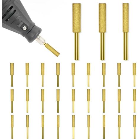 Lot de 30 Fraises d'Affûtage Diamant pour Tronçonneuse - 3 Tailles : 4mm, 4.8mm, 5.5mm Meules Précision Chaîne Électrique et Thermique Haute Résistance Durabilité Compatible Dremel (1/5)