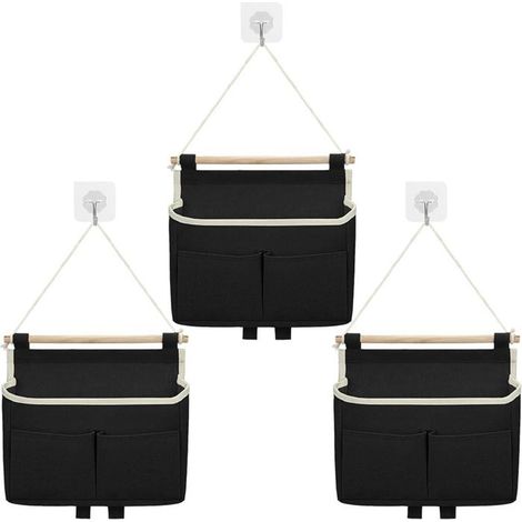 Sac Rangement Suspendu, 3 PCS Sac De Rangement Mural avec 3 Poches Organisateur Poche Suspendu et Crochet Adhésif(A) (1/4)