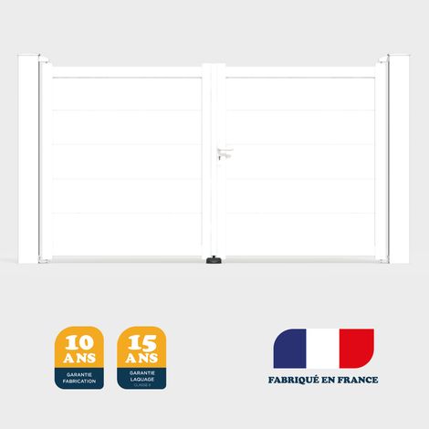Portail battant prêt à poser MARYN Blanc 9016 L306 cm X 165cm en aluminium BELTY (1/4)