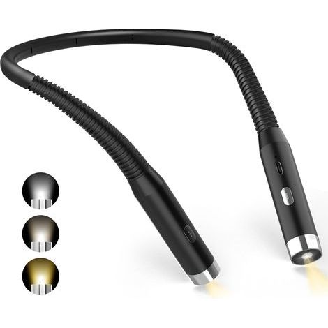 Luz de lectura para el cuello, luz de lectura recargable para la cama, luz de lectura LED USB para viajes, tejer y acampar. (1/5)