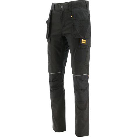 Pantalon de travail avec poches genouillères stretch imperméable Caterpillar TRADE HOLISTER Noir 40. (1/4)