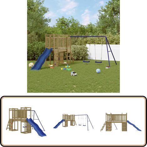 Spielturm Imprägniertes Kiefernholz - Holzspielplatz - Outdoor Spielgeräte - Gartenmöbel - Kindgerechtes Spielzeug - Spielturm