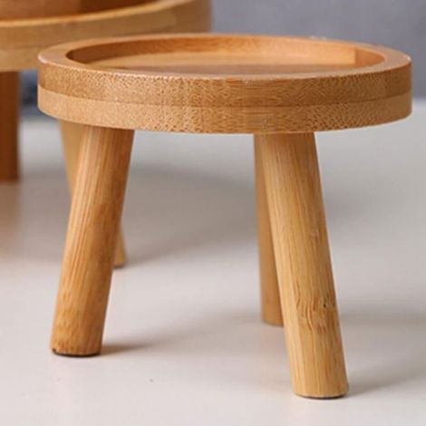 Support Pour Pot De Fleurs - Bois Massif - Ronde - 8x8x7 Cm - Protection Sol - 1 Pièce (1/4)