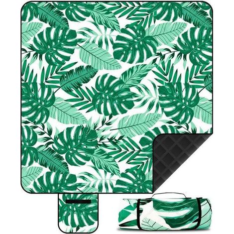 Couverture de Pique-Nique,150x200cm,Imperméable et Anti-Sable,Motif Feuille Tapis de Plage Résistant,Pliable,Idéale pour Camping (1/5)