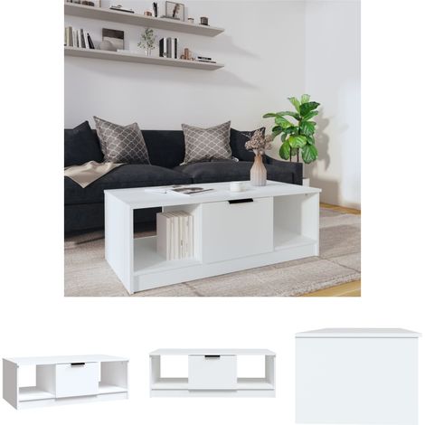 Holzwerkstoff Tisch - vidaXL Couchtisch Weiß 102x50x36 cm Holzwerkstoff - Wohnzimmer Dekoration (1/5)