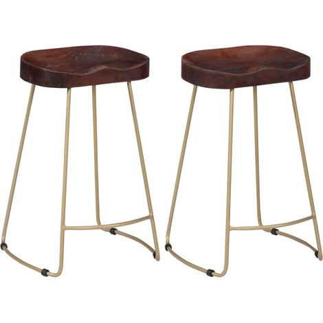 Set di due sgabelli da bar di design seduta a sedia legno massello di mango 1202101