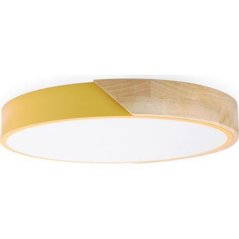 ALPINALUZ Plafón LED Circular Metal con Madera Natural Ø40cm 3000K-4000K-6000K 24W (1/5)