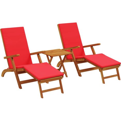 Lettino prendisole reclinabile e pieghevole 3 pcs Rosso vidaXL