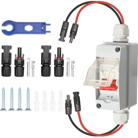 Disjoncteur, boîte de combinaison PV isolateur DC 500V 32A chaîne interrupteur d'isolation PV DC Boîte de combinaison solaire étanche extérieure avec 1 en 1 sortie 1 pour le système solaire (1/5)
