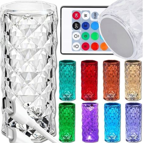 Lampe de Noël en cristal LED RGB rose scintillant avec télécommande tactile (1/5)