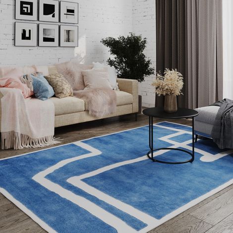 Tapis en laine Tranquil-Textures - Tapis en laine  - 290x190cm, Rectangular - 100% Laine vierge - Tufté main - Bleu