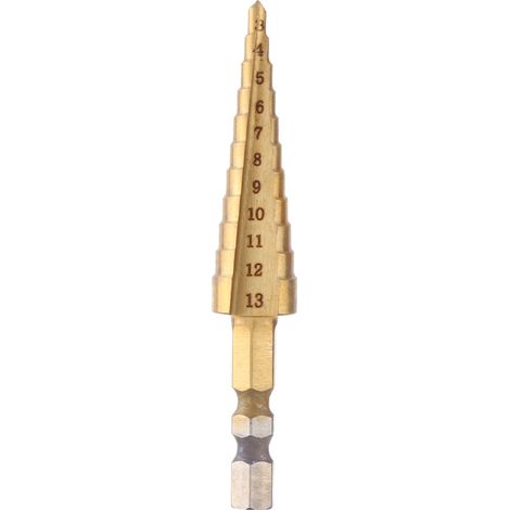 1pc High Speed Steel Titanium Coated Step Drill Bit Hole Cutter Hex Shank Power Tools 3-13mm (1/5)