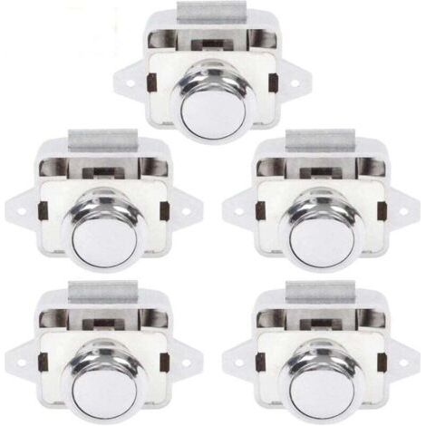 Bouton Poussoir Camping Car - Serrure Loquet Porte Fermeture Placard Bouton pour RV caravane de moteur 5 pièces Argent