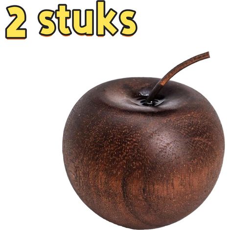 ZHIJIA PREMIUM Lot de 2 objets décoratifs en bois parfumés à la pomme, décoration intérieure style champêtre, emballage individuel, ébène, 4,5 x 4,5 x 3,8 cm (1/5)