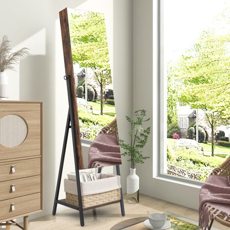 Armoire à Bijoux sur Pied avec Miroir Pleine Longueur HD Lumières LED 3 Couleurs et Miroir Intérieur Verrouillable Marron Maison Chic (1/5)