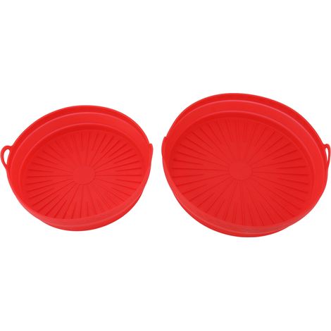 2 Pièces Doublures Silicone pour Friteuse, Panier Pliable Réutilisable, Bol Rouge pour Friteuse (1/5)