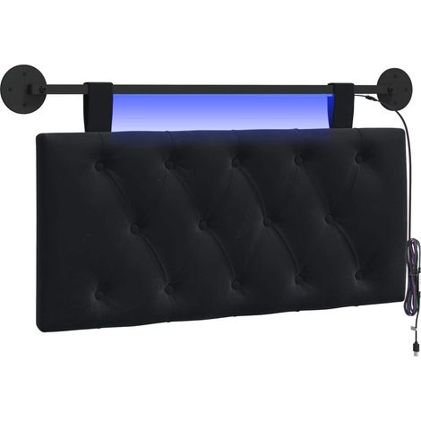 Testiera Testata del letto sospesa Con luce LED Nero Velluto (1/5)