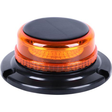 (Ambre)Gyrophare LED Sans Fil solaire - Rechargeable Gyrophare Magnetique Orange LED, 12V/24V lampe d'avertissement avec chargeur de voiture et câble USB pour voiture, camion, tracteur (1/5)