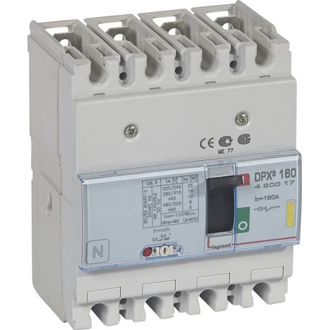 Disjoncteur magnétothermique DPX³160 pouvoir de coupure 16kA 400V AC 4P 160A