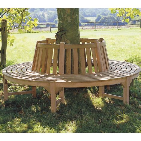 Teck'Attitude – Banc circulaire en teck massif 8 places – Diamètre 180 cm – Hauteur d'assise 50 cm – Assemblage facile avec chevilles en bois (1/2)