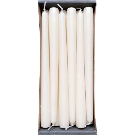Bougies Coniques - Lot de 12 - Paraffine - Crème - Sans Parfum - 2,3 x 25 cm (1/5)