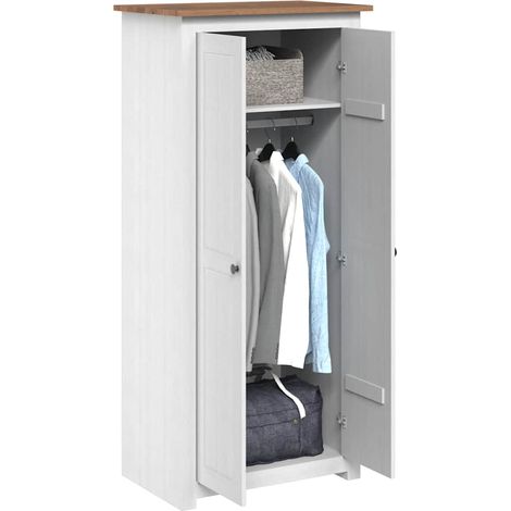 Garde-robe Design moderne, Armoire Etagère de rangement, Blanc 80x50x171,5 cm Pin massif Assortiment Panama OIB5916E (1/5)