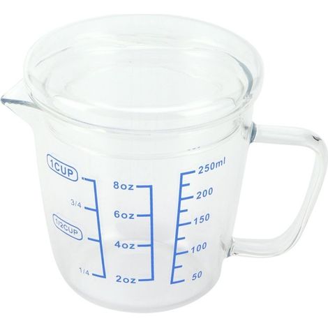 Misurino in vetro resistente al calore, misurino per il latte con coperchio, utensili da cucina (250 ml) (1/5)