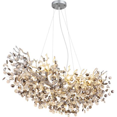 Hängeleuchte Esszimmerlampe Wohnzimmer Pendelleuchte Lampe, 4 flammig, Metall Glas rauchfarben, 4x LED, LxH 120x100 cm (1/5)