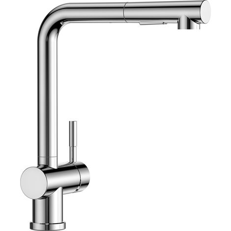CECIPA MAX Grifo de cocina, mezclador extraíble con 2 modos de pulverización, grifo para fregadero de acero inoxidable giratorio 360°, cromado (1/5)