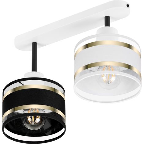 Plafonnier blanc avec abat-jour, style industriel en métal, 2 douilles E27, éclairage LED moderne pour salon, cuisine, chambre, chambre d'enfant, loft (1/5)