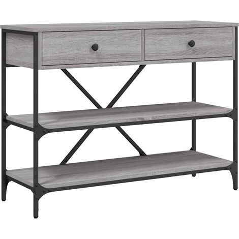 vidaXL Console Table with Drawers and Shelves Grey Sonoma Engineered Wood