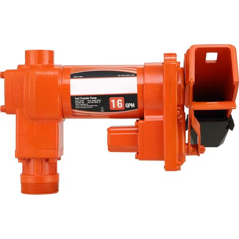 Mophorn Bomba de transferencia de combustible 16 GPM, 12 V, 1/4 HP, con boquilla automática, manguera de descarga y tubo de succión para gasolina, diésel y queroseno
