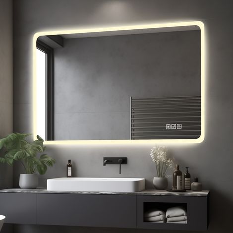 Miroir de salle de bain LED 100 x 60 cm, anti-buée, 3 couleurs, variateur tactile (1/5)