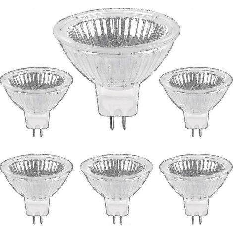 Ampoules halogènes GU5.3, 50 watts, 12 volts, 800 lumens, lumière blanche chaude, 2700K, dimmables, paquet de 6. (1/5)