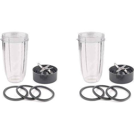 Lot de 2 pièces de rechange pour Nutribullet : bol de 946 ml (32 oz), lame et joint torique en caoutchouc. Compatible. (1/5)
