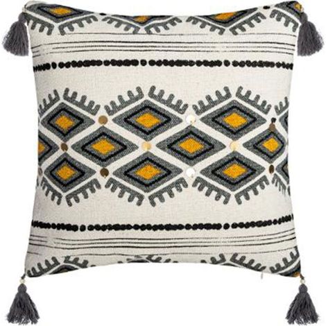 Housse de Coussin Imprimé "Aztèque" 40x40cm Beige (1/4)