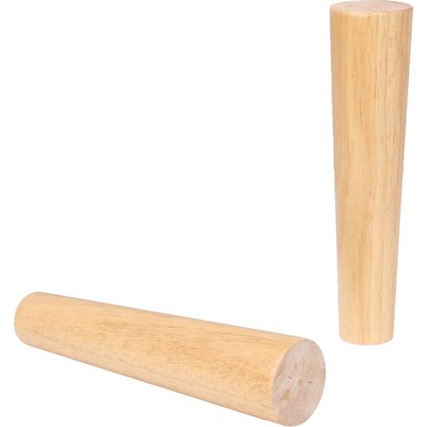 Quatre pieds de meuble fuselés couleur bois, adaptés à une table basse/un meuble de rangement, mesurant 9,84 x 2,36 pouces. (1/5)