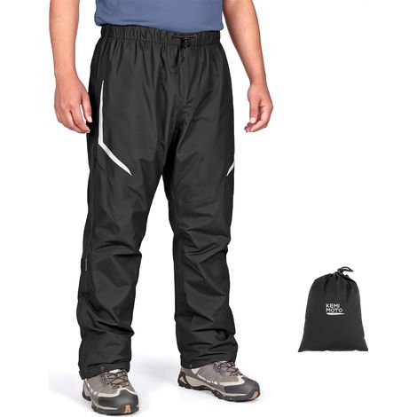 Pantalon de pluie imperméable pour homme, léger, coupe-vent, avec sac de transport, pantalon de pluie de vélo, pantalon d'extérieur pour la randonnée, le camping, le golf (1/5)