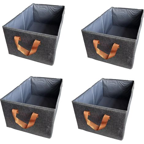 Organisateur de vêtements flottant 4 pièces avec poignée, boîte de rangement en tissu avec cadre en acier, paniers de rangement