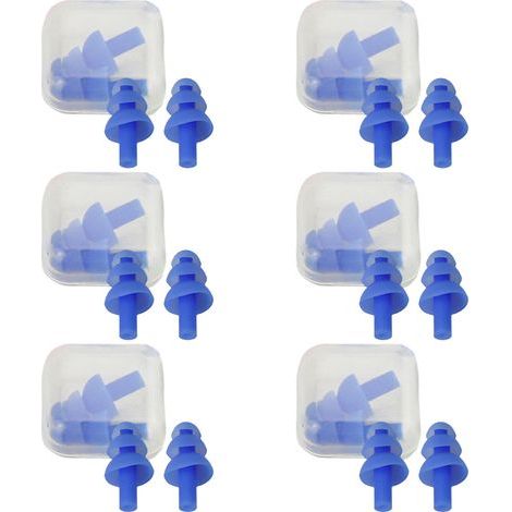 Silikon-Schwimm-Ohrstöpsel, 6er-Pack, komfortabel und wasserdicht, inklusive Duschbox – Blau (1/5)