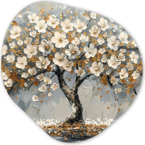 CERCHIO DA PARETE Albero - Oro - Fiori - Astratto - Arte 40x40 cm (1/4)